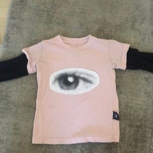 Nununu pink and black eye patch shirt